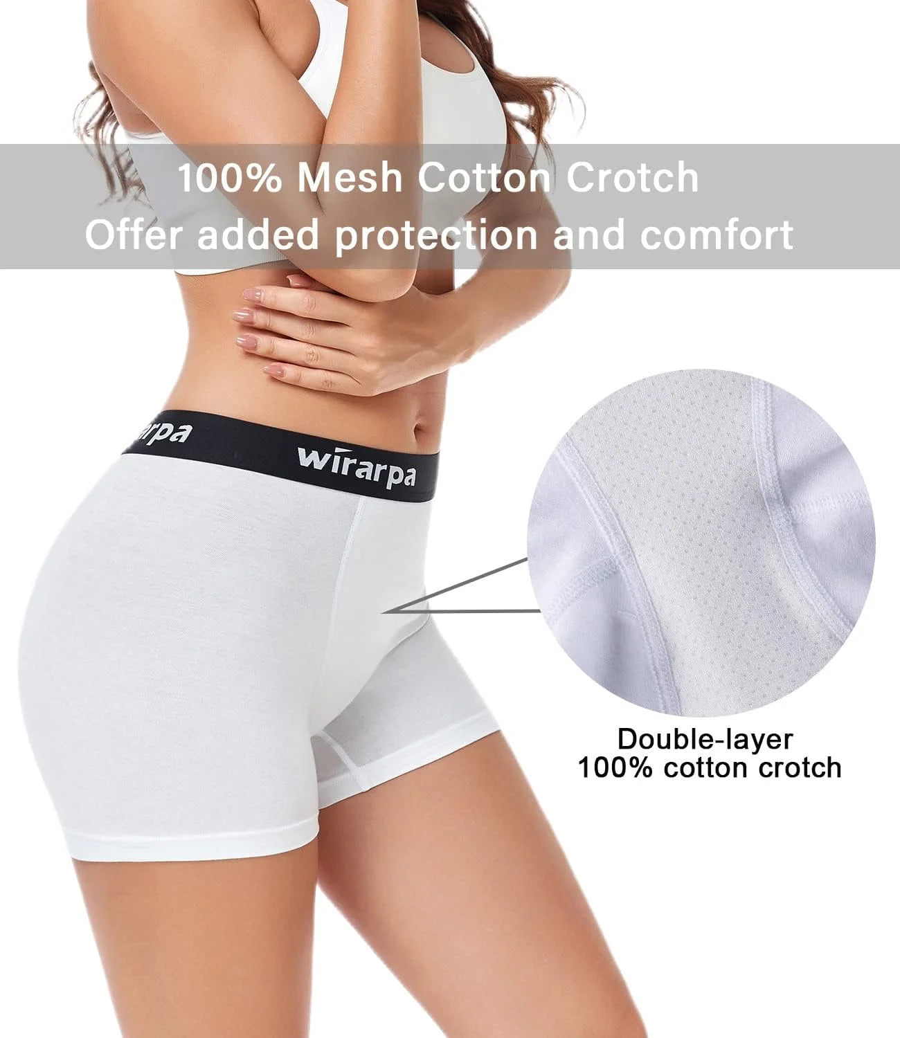 wirarpa Women's Cotton Boxer Briefs Underwear Boy Shorts 3" Inseam 4 Pack