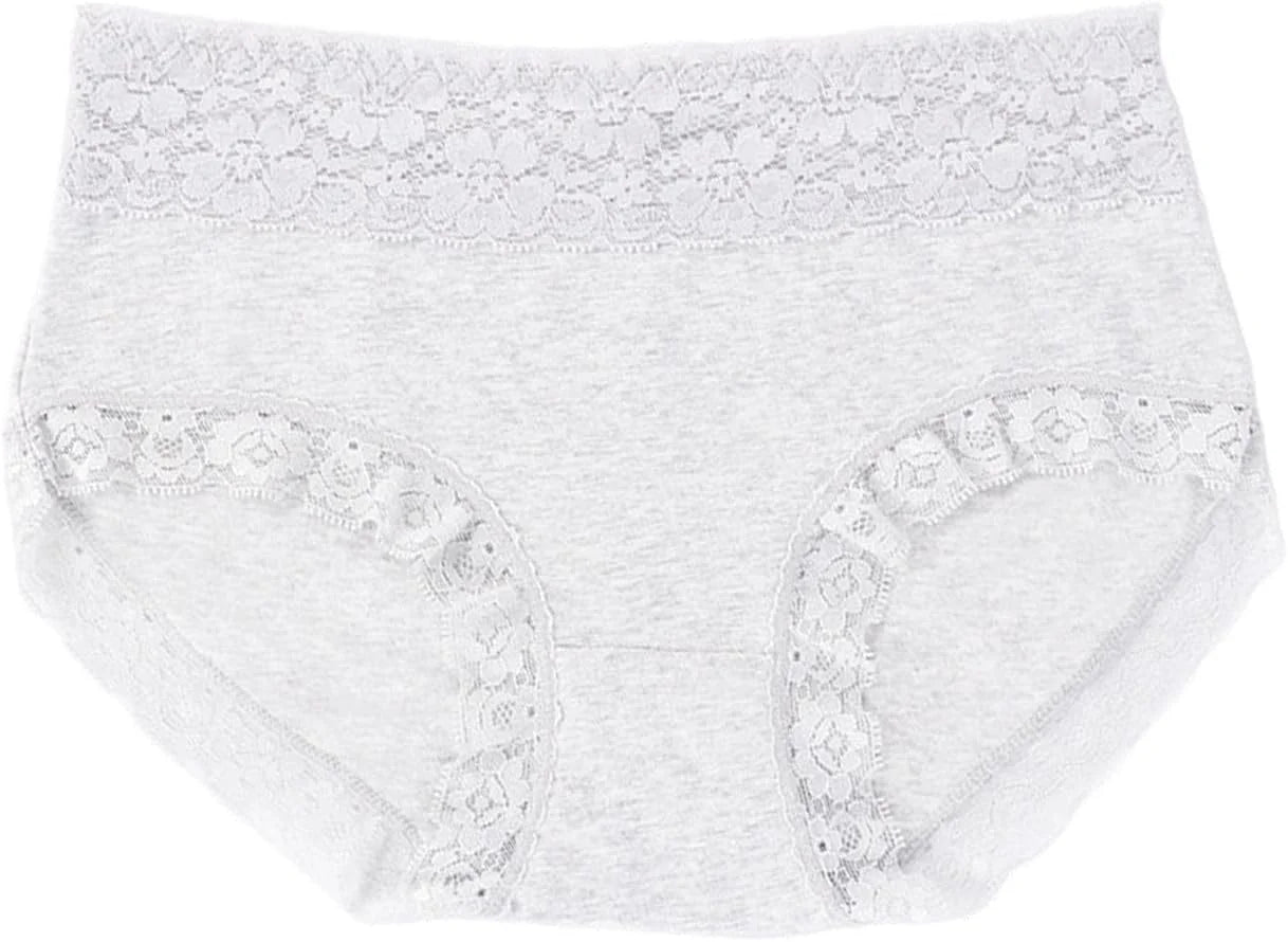 Mid Waist Lace Trim Cotton Briefs for Women Comfort Underwear