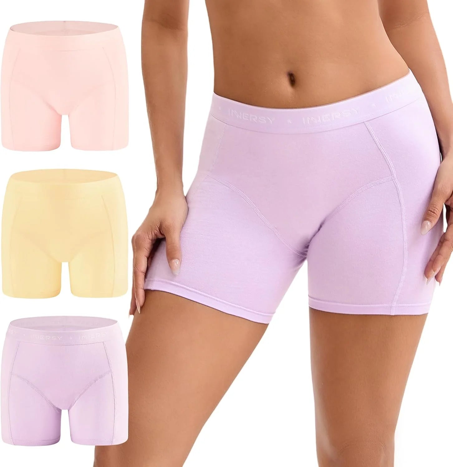 INNERSY Women's Cotton Boyshorts Underwear 3-Pack