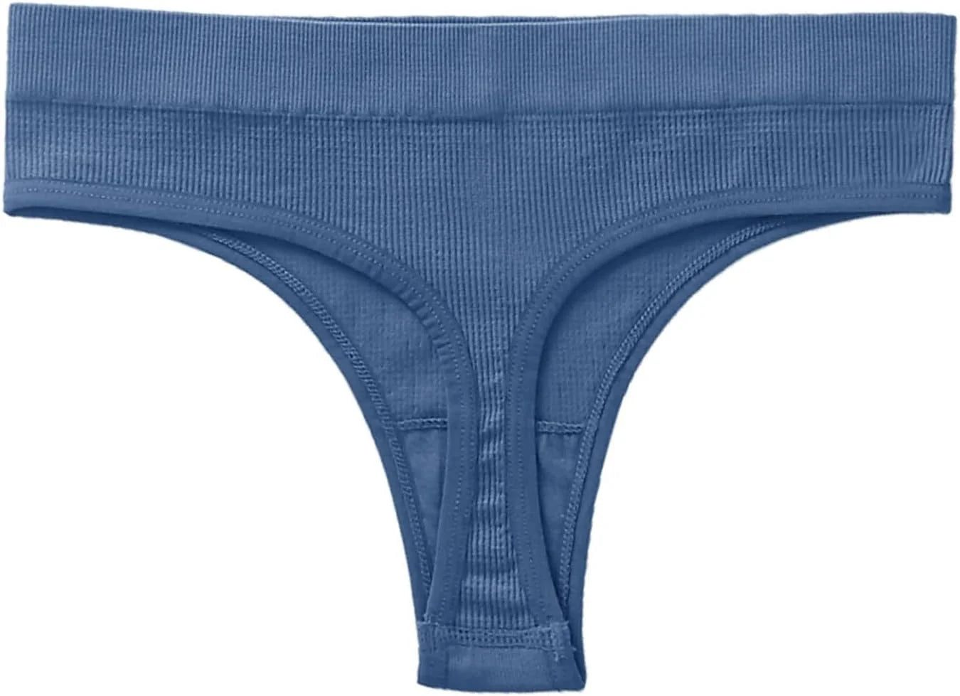 Womens Ribbed Seamless Thong High Waisted Brief Underwear