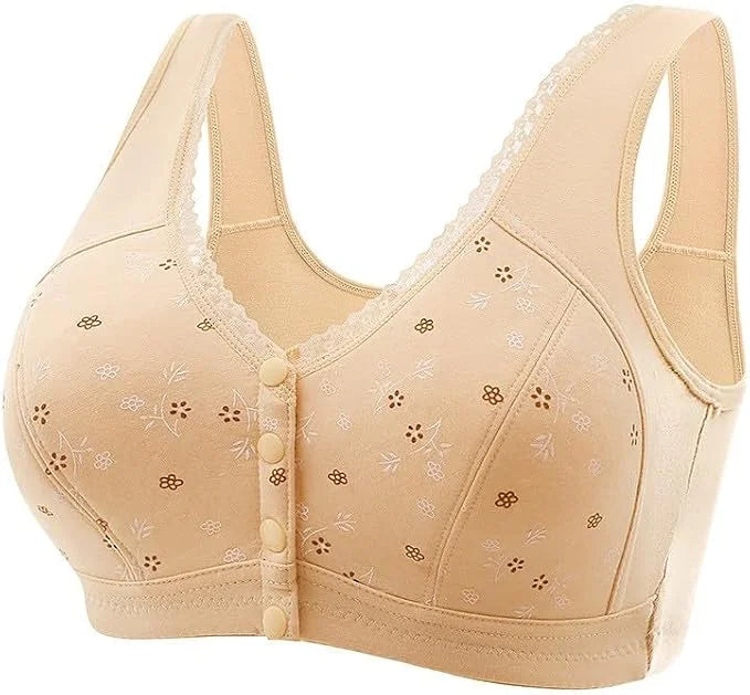 Daisy Bras for Older Women Front Button Close Convenient Everyday Bra 2025 New Comfortable No Underwire Gathering Bra