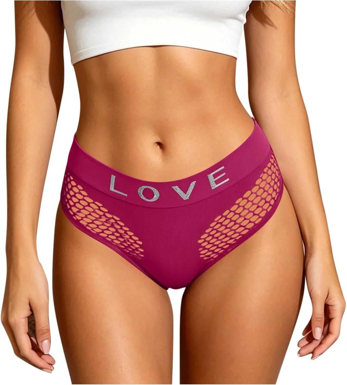 Womens LOVE Letter Hollow Seamless Briefs Breathable Panties