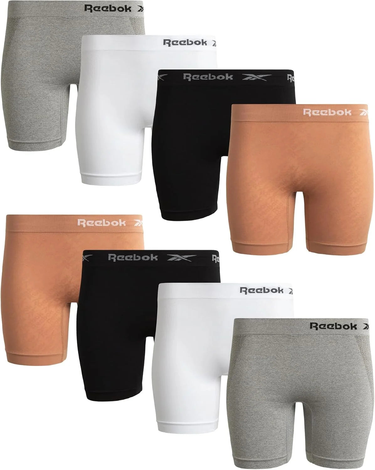 Reebok Womens Boyshorts 8 Pack 6'' Inseam Long Leg Performance Underwear