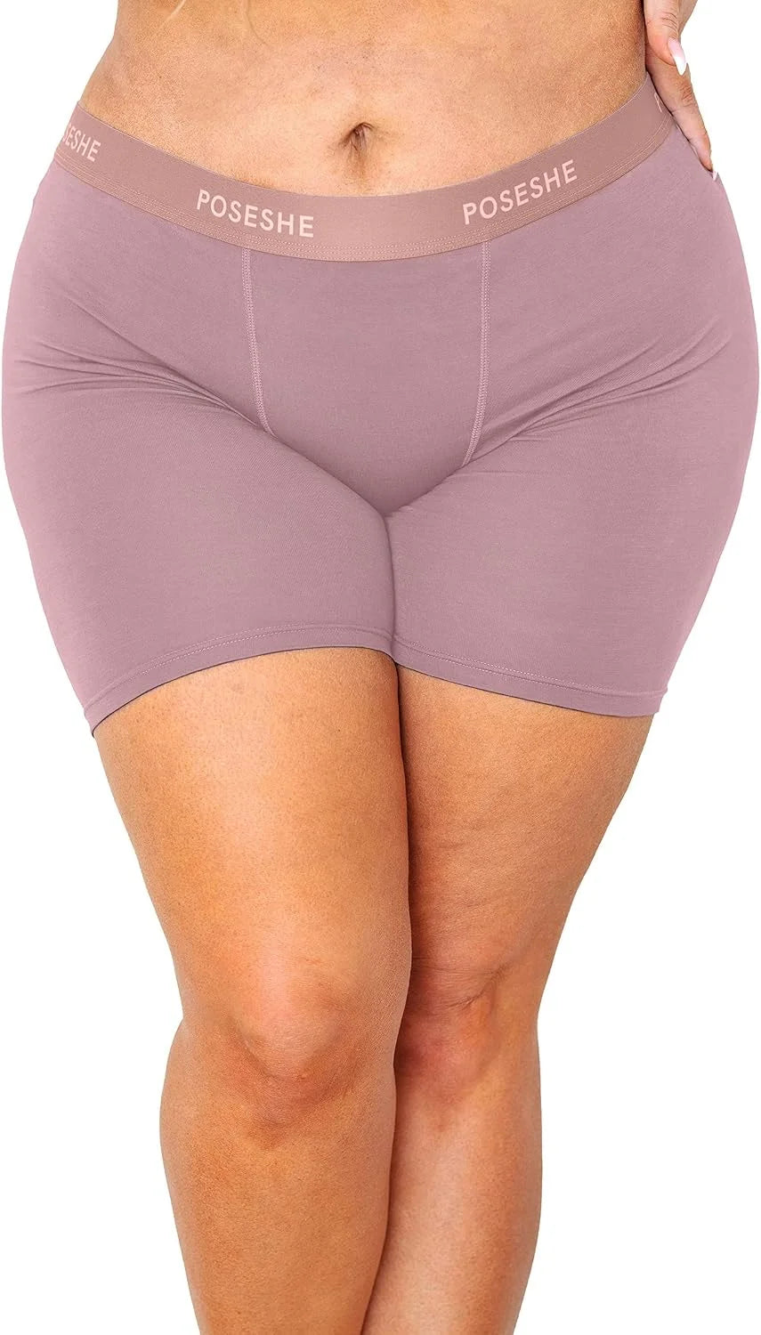 POSESHE Womens Boy Shorts Underwear Boxer Briefs MicroModal 6" Inseam, S-5X