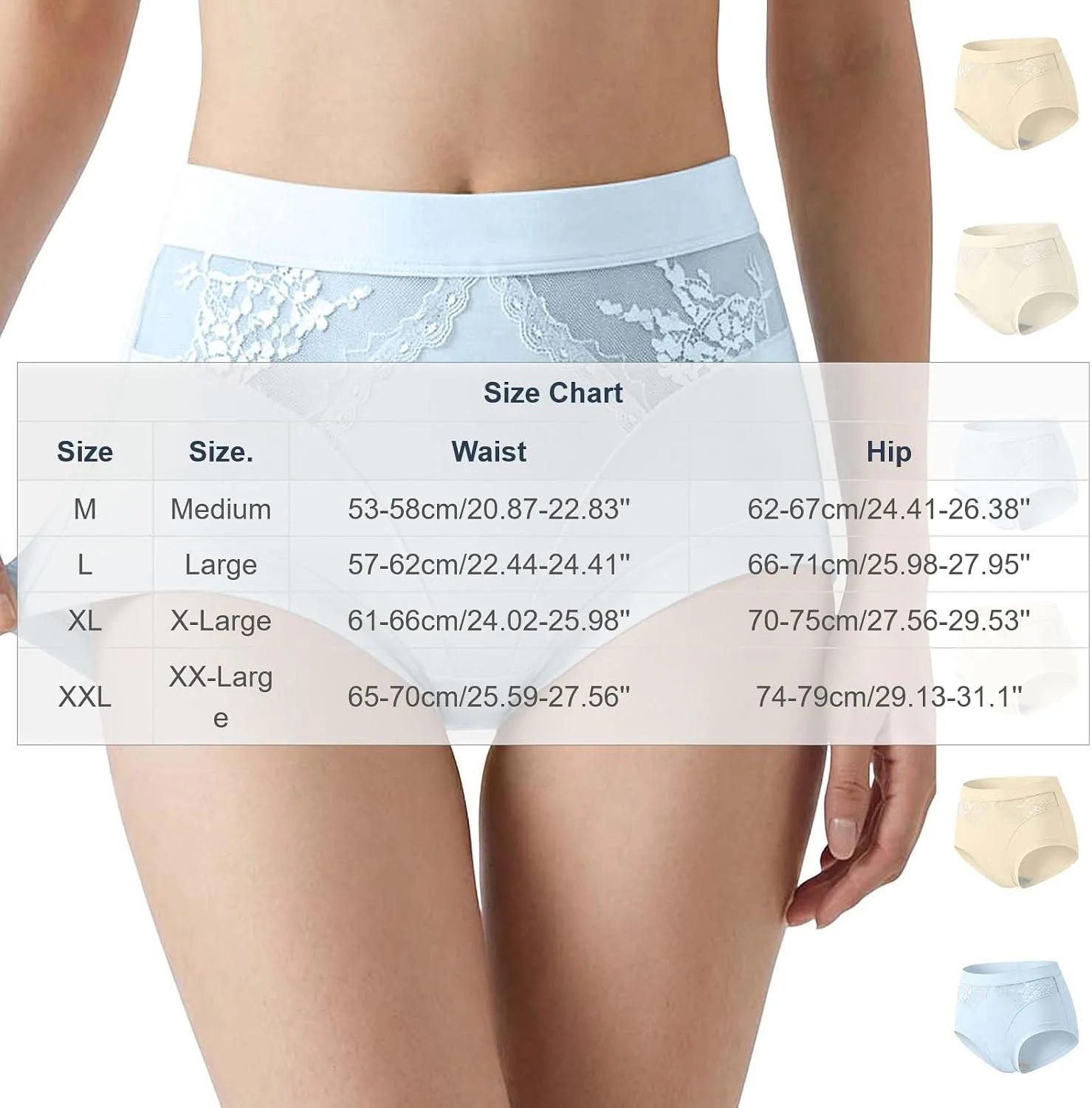Mid Waist Briefs for Women Lace Patchwork Underwear Briefs