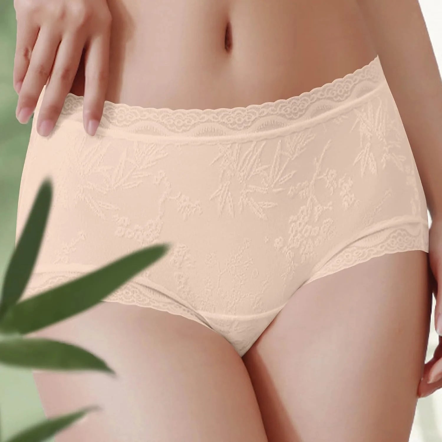 Lace Trim Mid Waist Soft Underwear for Women Comfort Daily Briefs