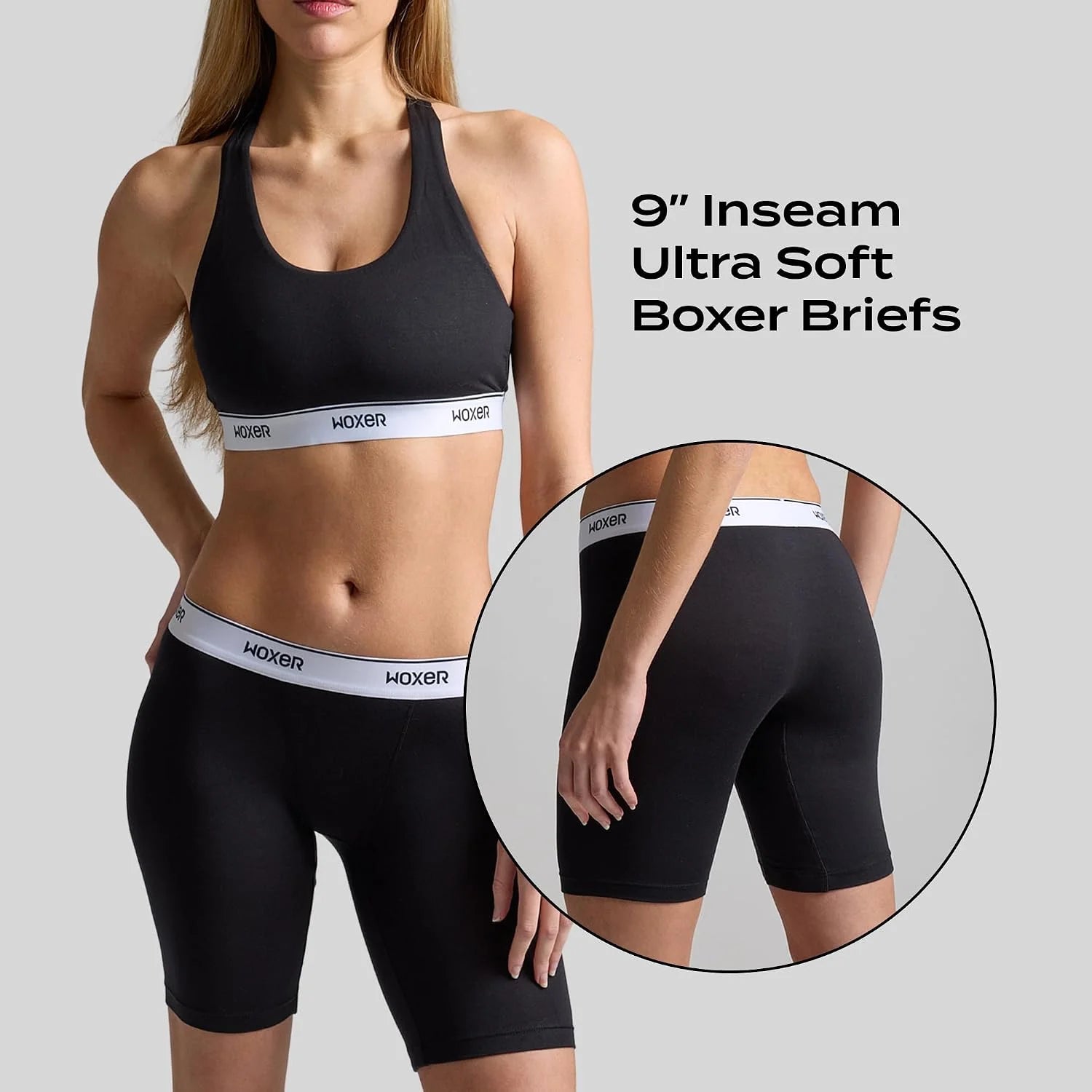 Woxer Womens Boxers - Biker 9" Boy Shorts Underwear for Women, Modal Boxer Briefs, Chafe Free, Womens Underwear