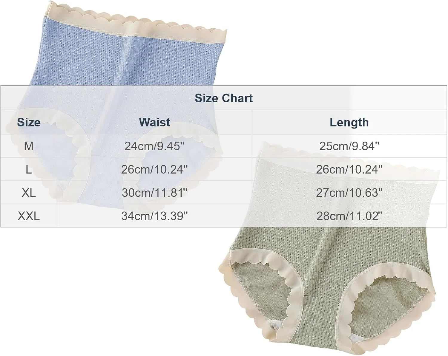 Scalloped High Waisted Briefs for Women Seamless Soft Underwear
