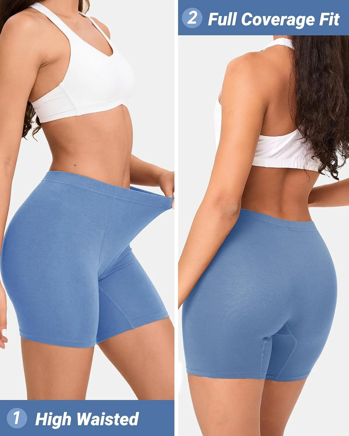 BAMBOO COOL Womens Boyshorts Underwear Boxer Briefs No Ride Up 4 Pack