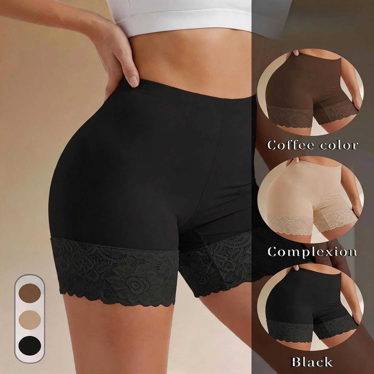 Women's Lace Patchwork Shapewear Shorts - Tummy Control High Waisted Body Shaper Slimming Underwear Boxer Briefs