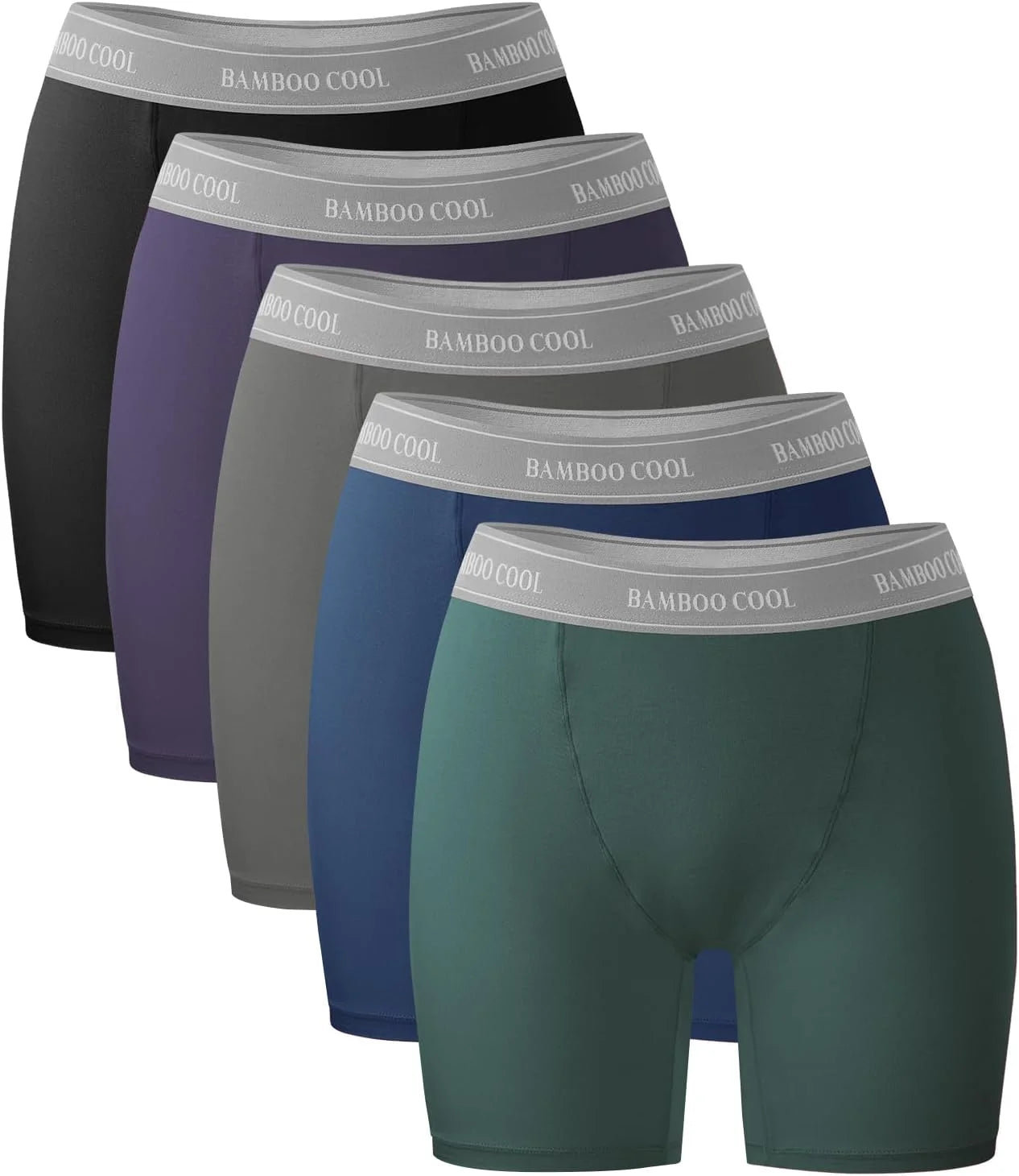 BAMBOO COOL Womens BoyShorts Underwear Full Coverage Ladies Panties High Waisted Boxer Briefs Breathable Stretch 5 Pack