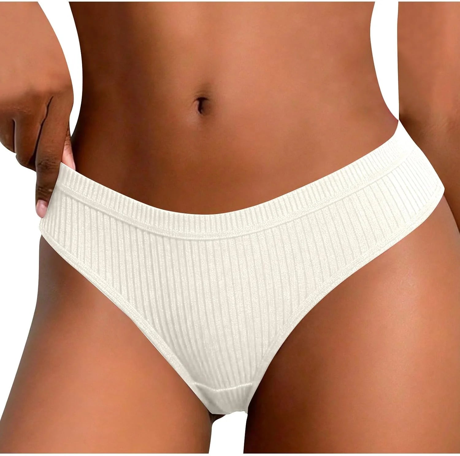 Ribbed Low Waist Bikini Thong for Women Seamless Sexy Underwear