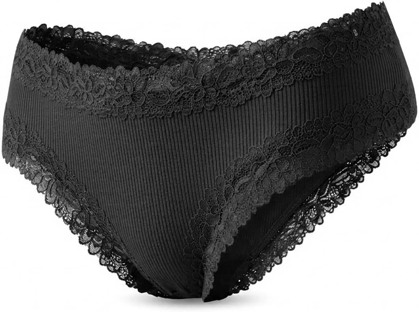 Lace Trim High Waisted Underwear for Women Sexy Ribbed Panties