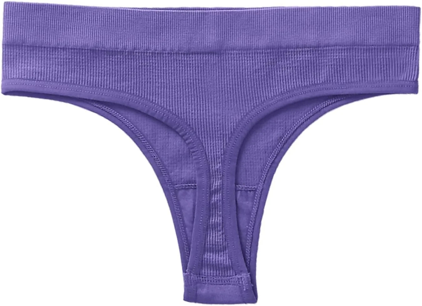Womens Ribbed Seamless Thong High Waisted Brief Underwear