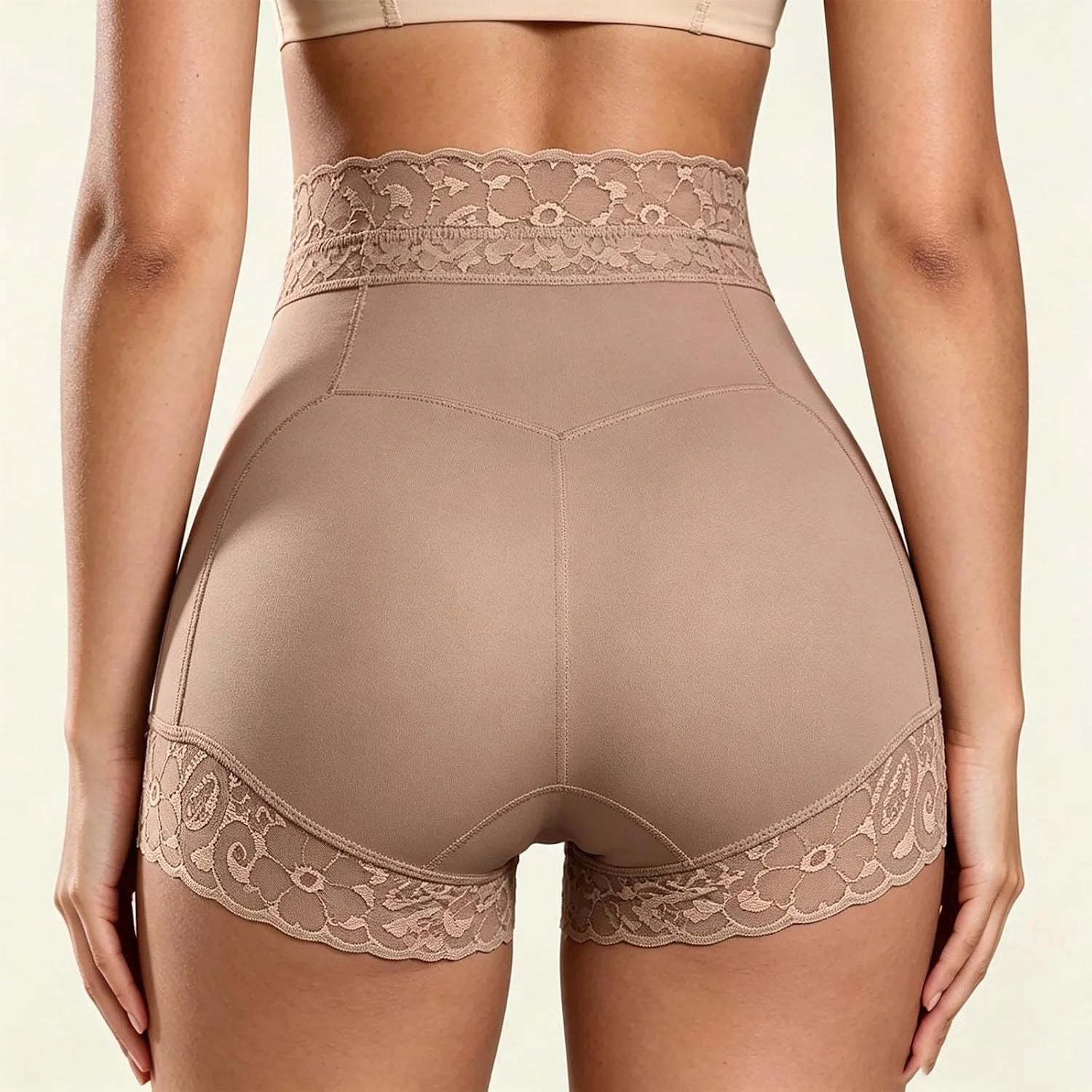 Women's Lace Trim Boyshorts Underwear Panties - Seamless High Waisted Full Coverage Boxer Briefs