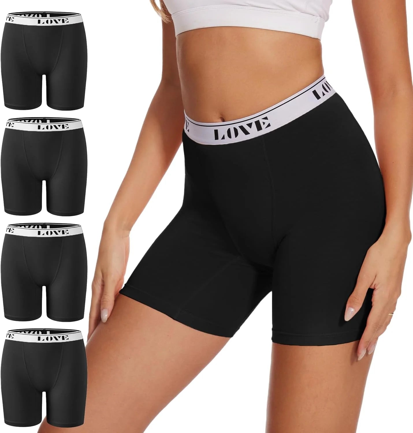 POKARLA Womens Boxer Briefs Underwear High Waisted Modal Boyshorts