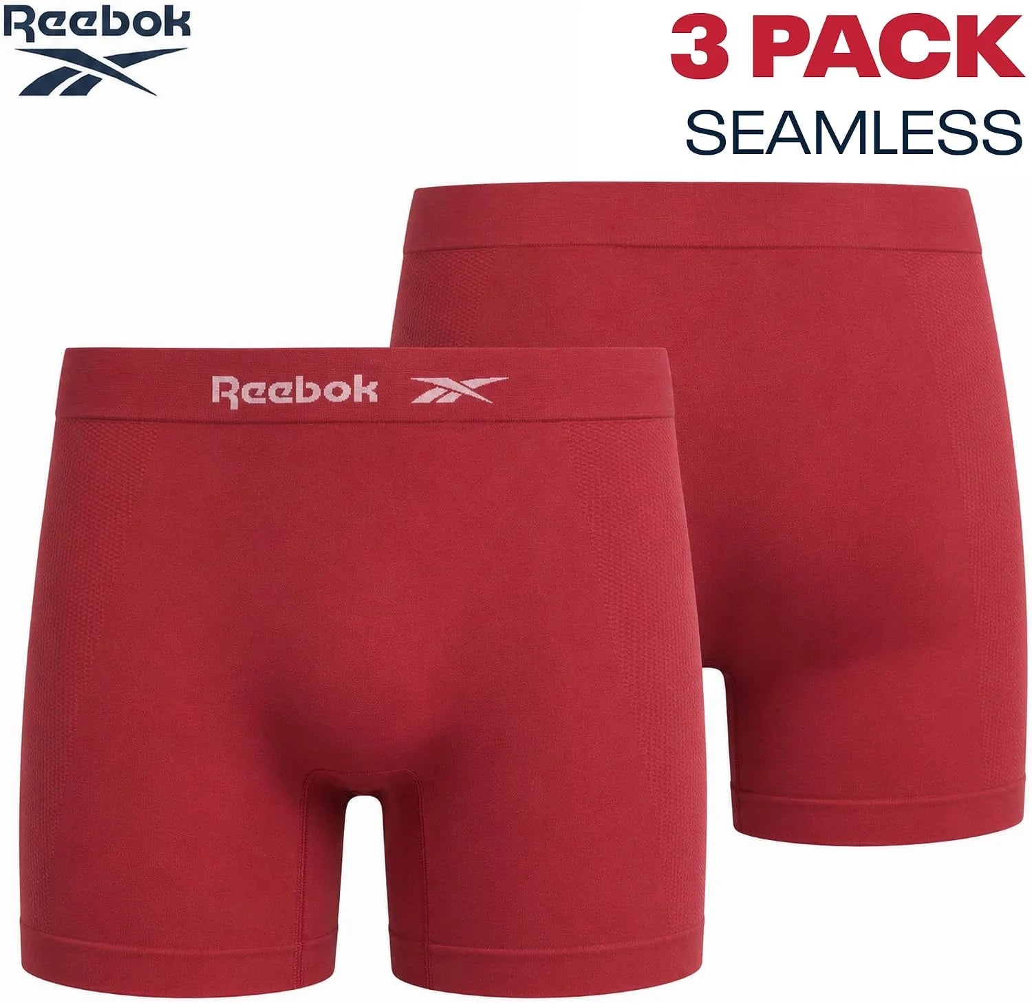 Reebok Womens Boyshorts 3 Pack Long Leg Performance Underwear 6" Inseam