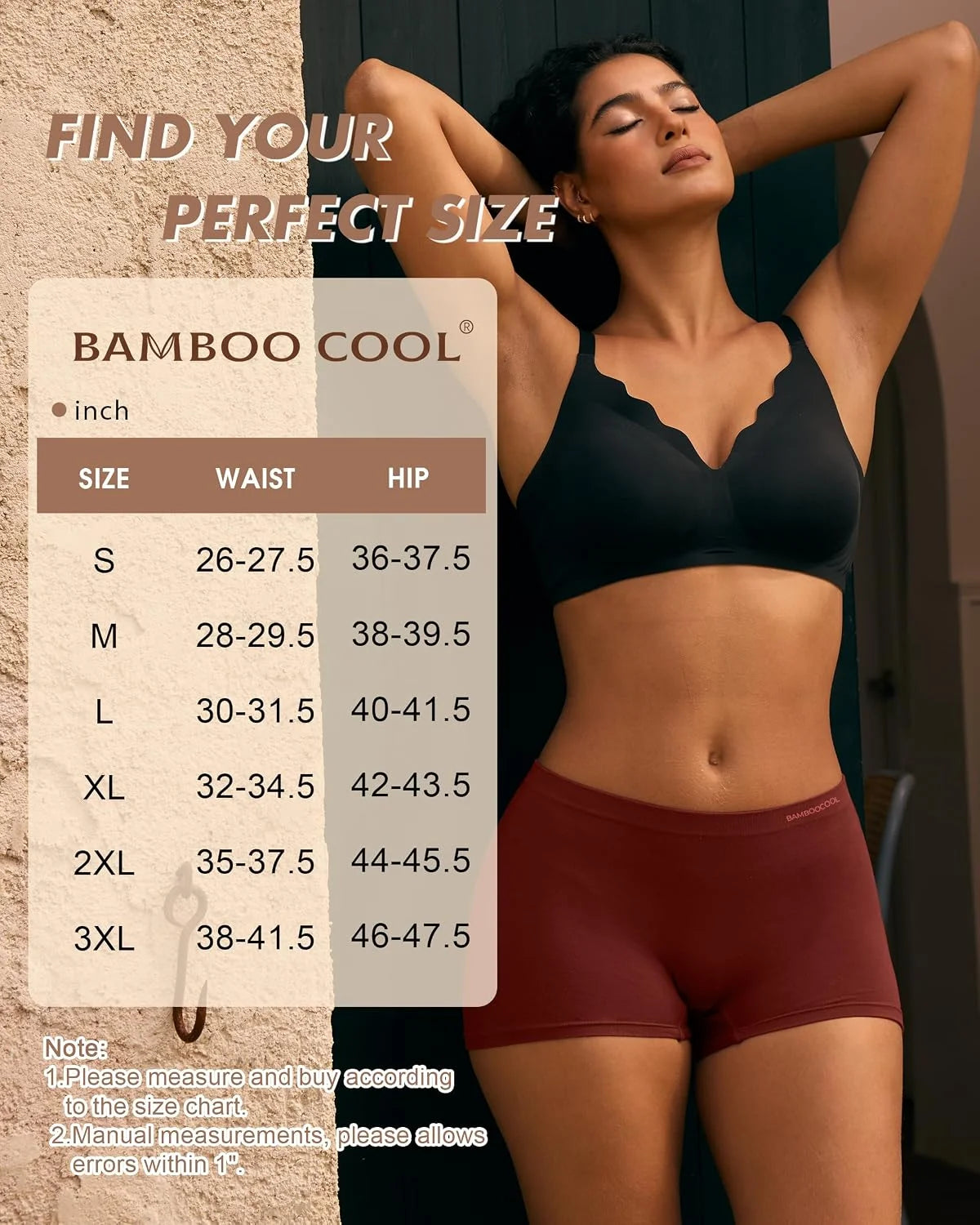 BAMBOO COOL Womens Boyshorts Underwear Mid Rise Boxer Briefs Panties