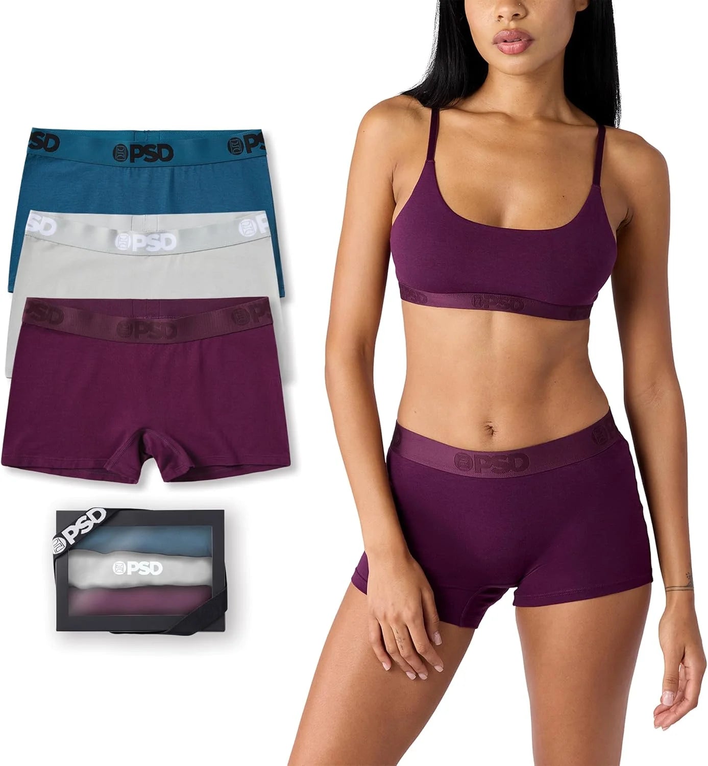 PSD Women's Various Print Boy Shorts - Full Coverage Women's Underwear - Comfortable Stretch Panties for Women