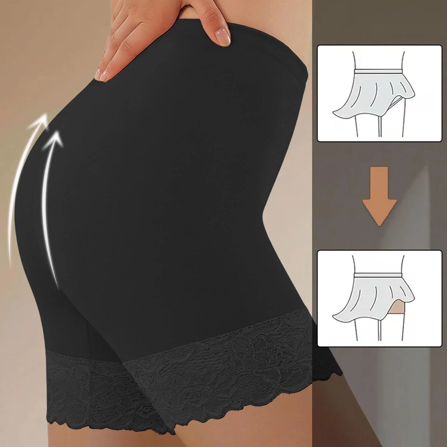 Women's Lace Patchwork Shapewear Shorts - Tummy Control High Waisted Body Shaper Slimming Underwear Boxer Briefs