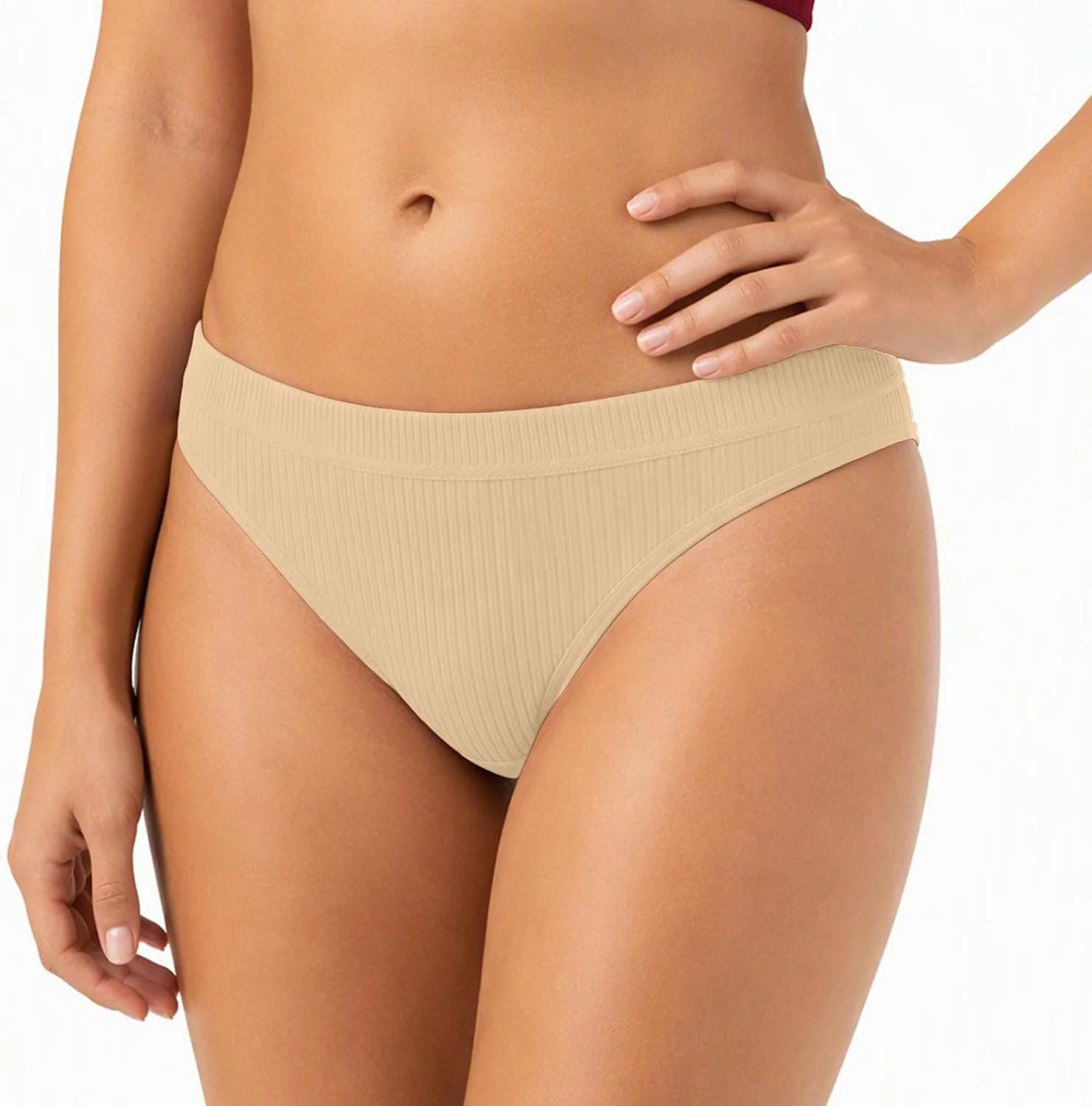 Sexy Low Waist Ribbed Underwear for Women Seamless Sporty Panties
