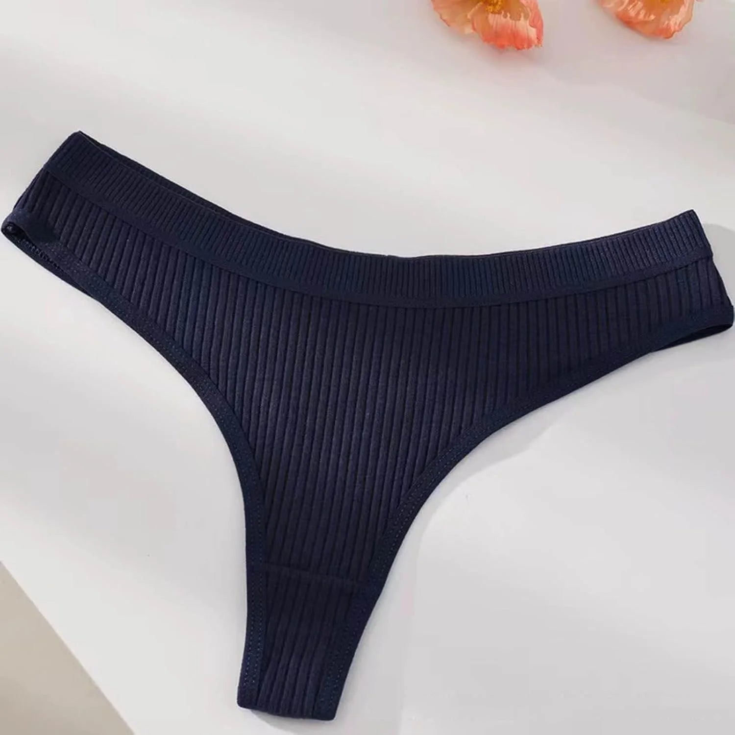 Ribbed Low Waist Bikini Thong for Women Seamless Sexy Underwear