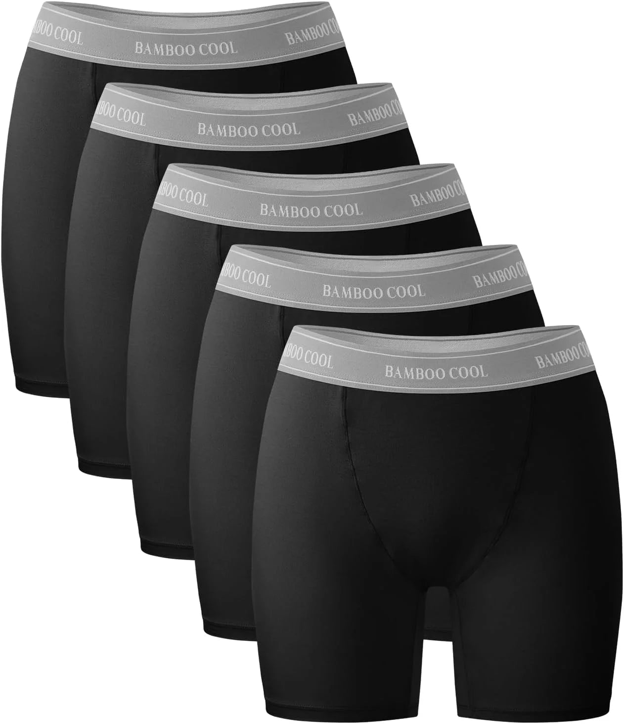 BAMBOO COOL Womens BoyShorts Underwear Full Coverage Ladies Panties High Waisted Boxer Briefs Breathable Stretch 5 Pack