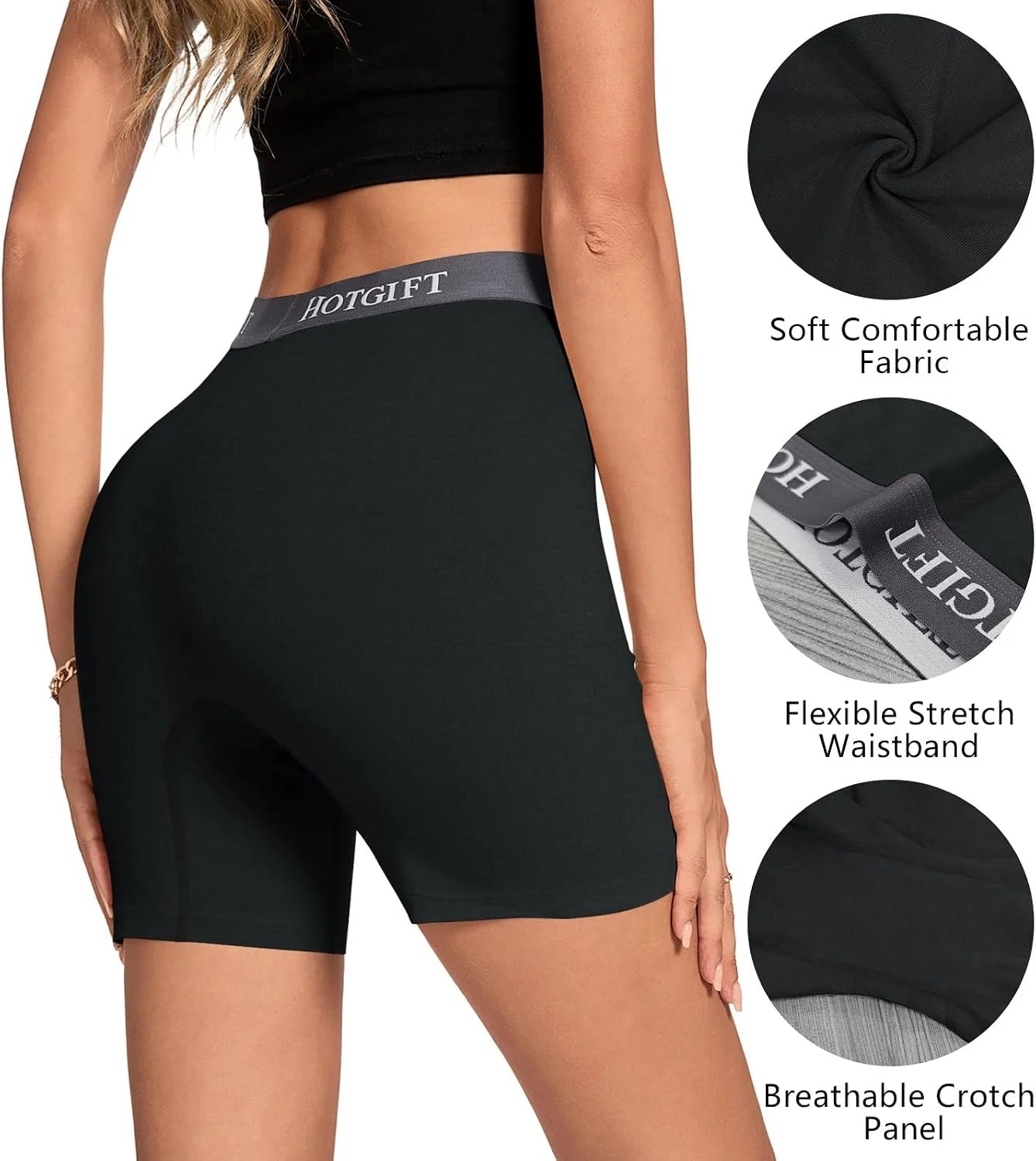 HOTGIFT Women's Boxer Shorts Cotton Boyshorts Underwear 4 Pack
