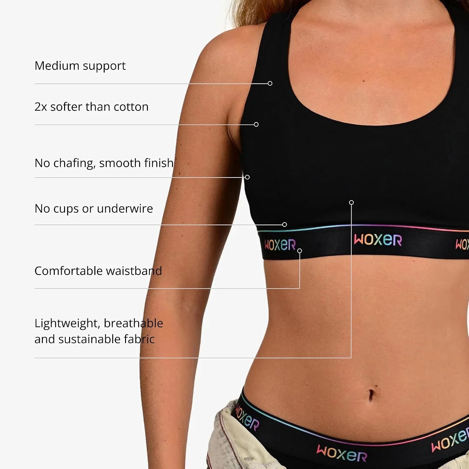 Woxer Boss Bralette for Women – Wireless, Seamless Racerback – Modal Sports Bra, Lounge, Sleep Bralette, Wireless Bra