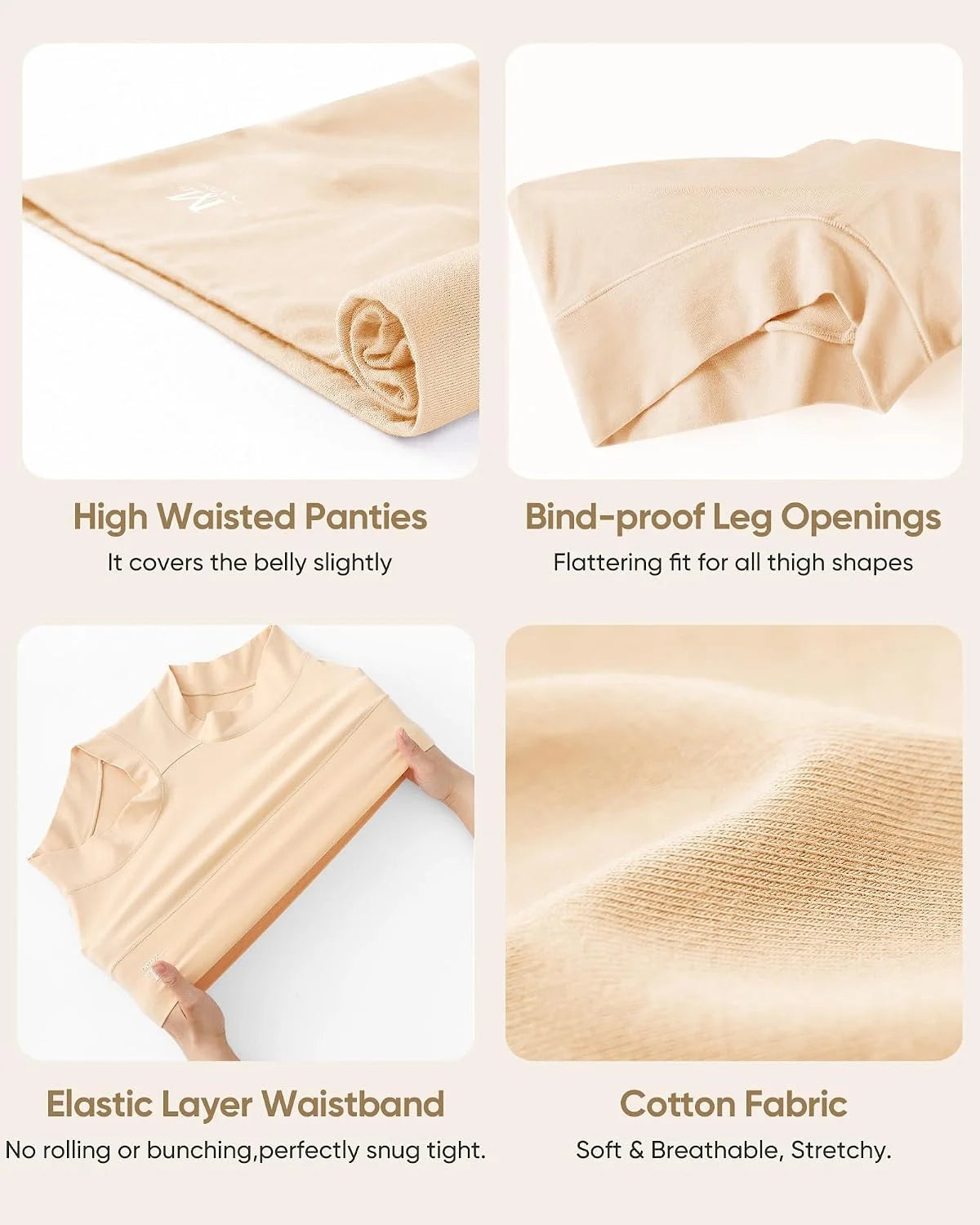 MEIYATING Boy Shorts Underwear for Women High Waisted Cotton Panties 4 Pack