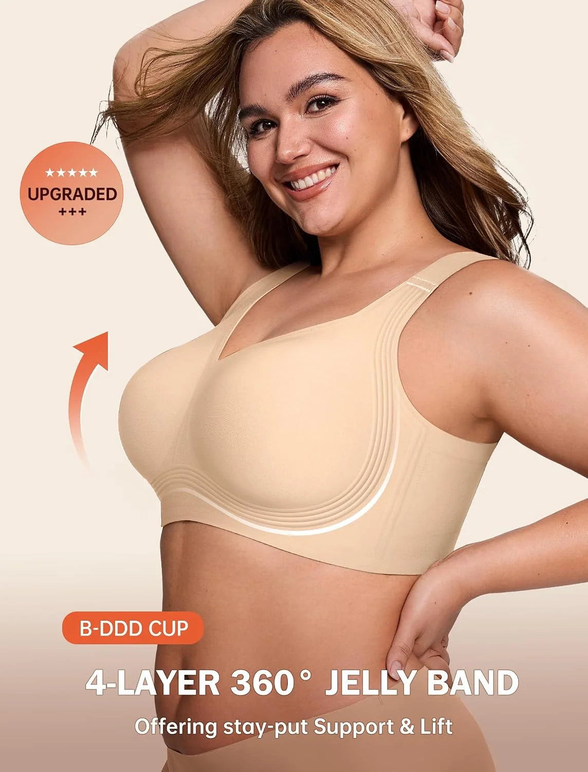 LetsJoli Jelly Bras for Women No Underwire Plus Size Push Up Supportive