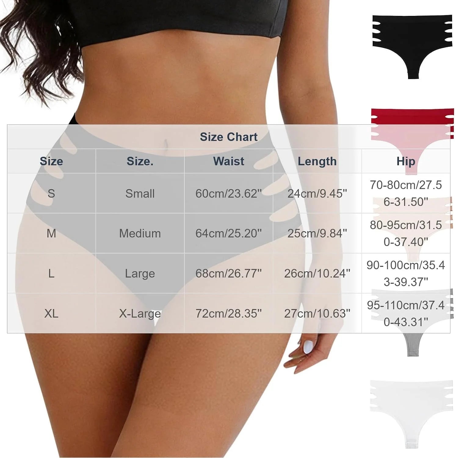 HGps8w Women's Cutout Thongs Panties, Seamless Mid Waist Ladies Breathable Underwear Briefs