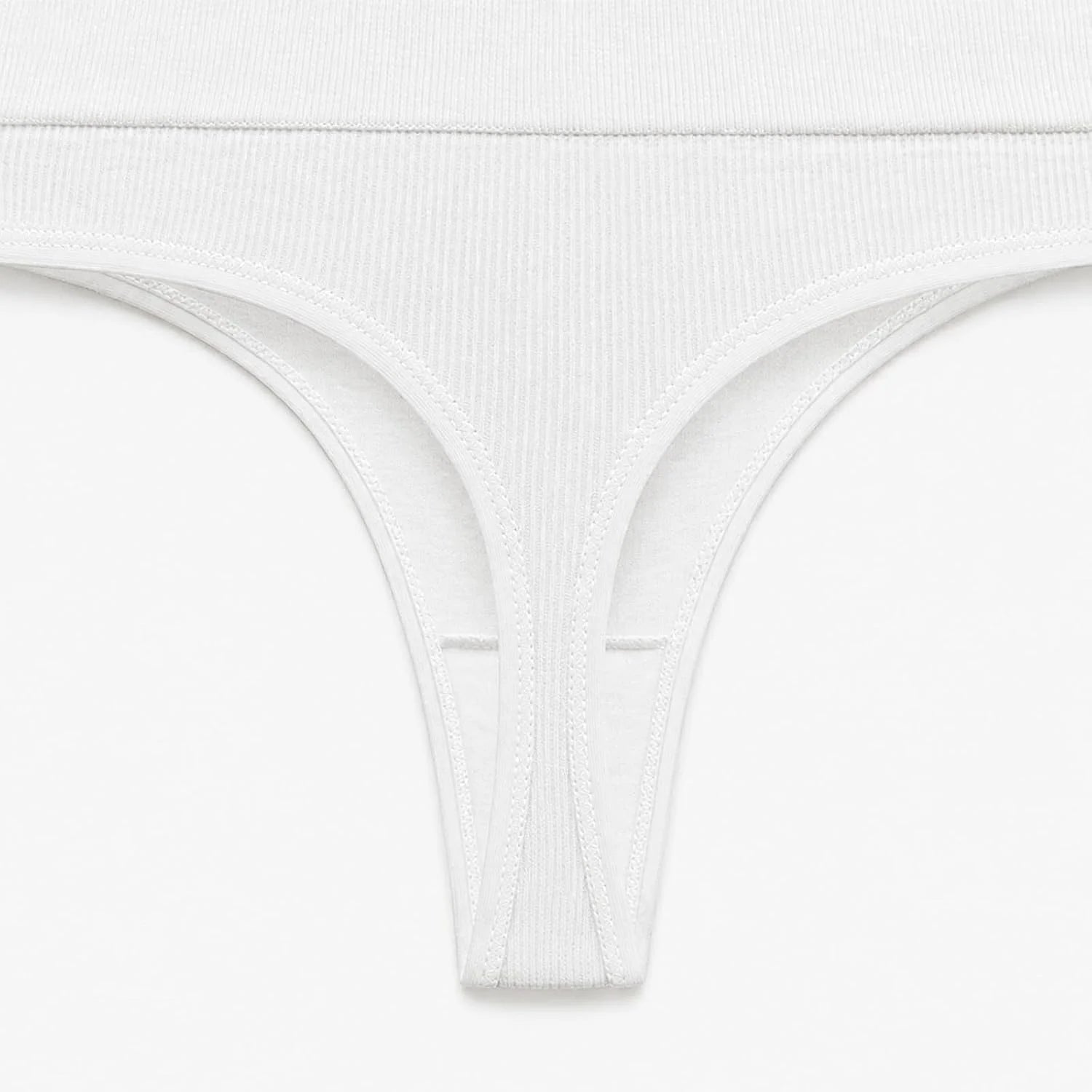 Womens Ribbed Seamless Thong High Waisted Brief Underwear