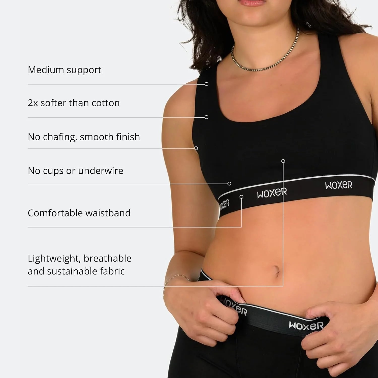 Woxer Boss Bralette for Women – Wireless, Seamless Racerback – Modal Sports Bra, Lounge, Sleep Bralette, Wireless Bra