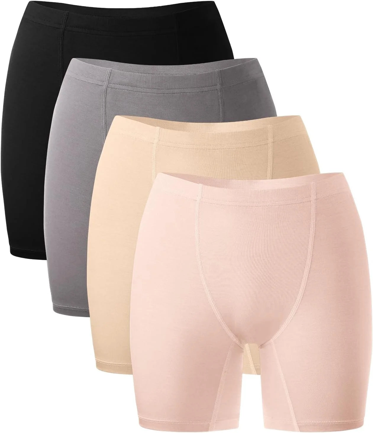 BAMBOO COOL Womens Boyshorts Underwear Boxer Briefs No Ride Up 4 Pack