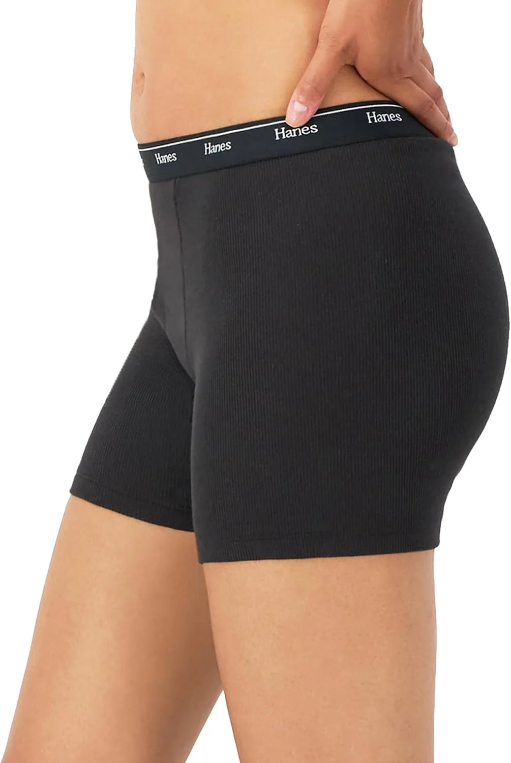 Hanes Originals Women’s Mid-Thigh Boxer Brief Pack, Stretch Cotton Underwear, 4-Pack