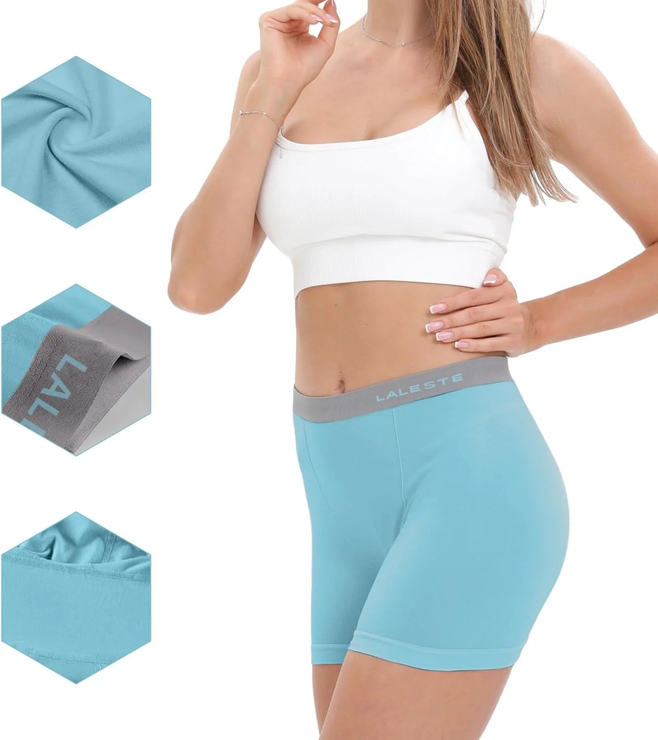 LALESTE Women's Cotton Boxer Briefs, 3-Inch Inseam, Full Coverage, 5 Pack