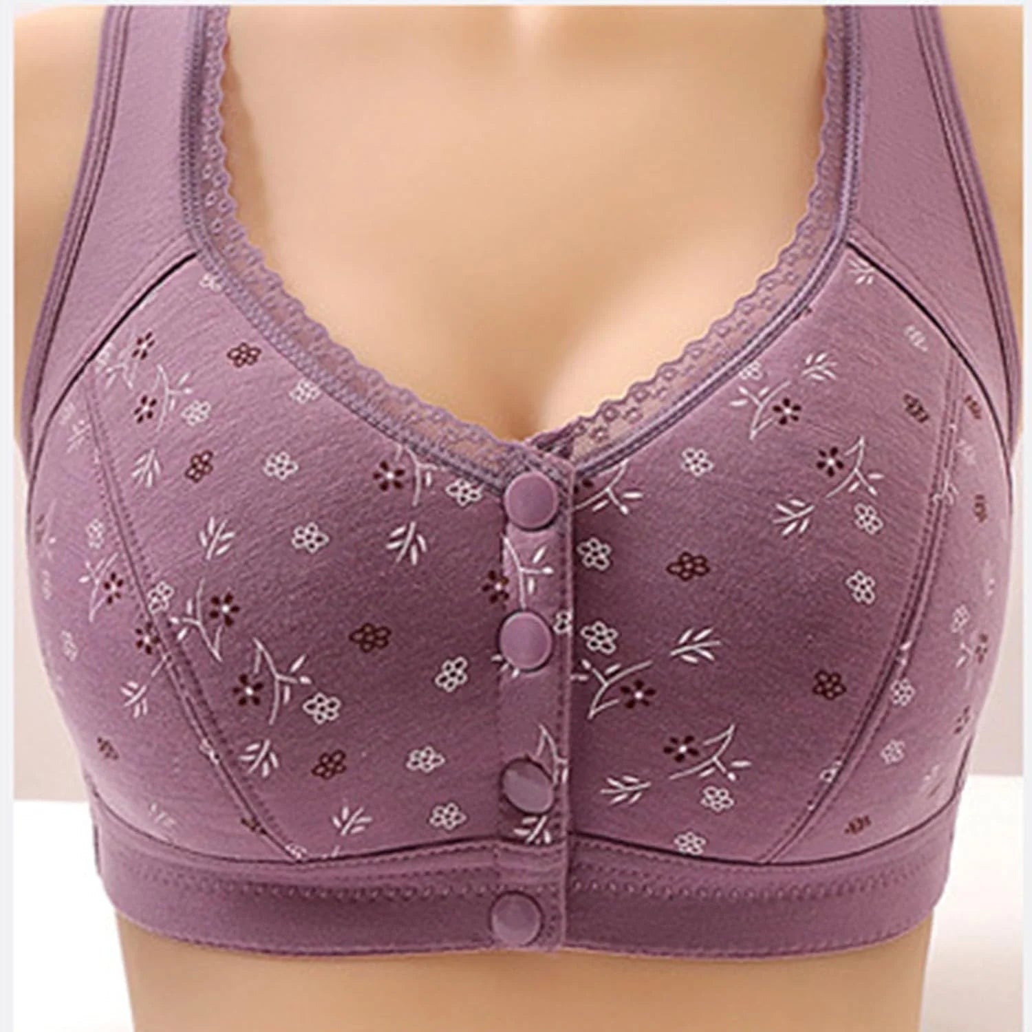 Daisy Bras for Older Women Front Button Close Convenient Everyday Bra 2025 New Comfortable No Underwire Gathering Bra