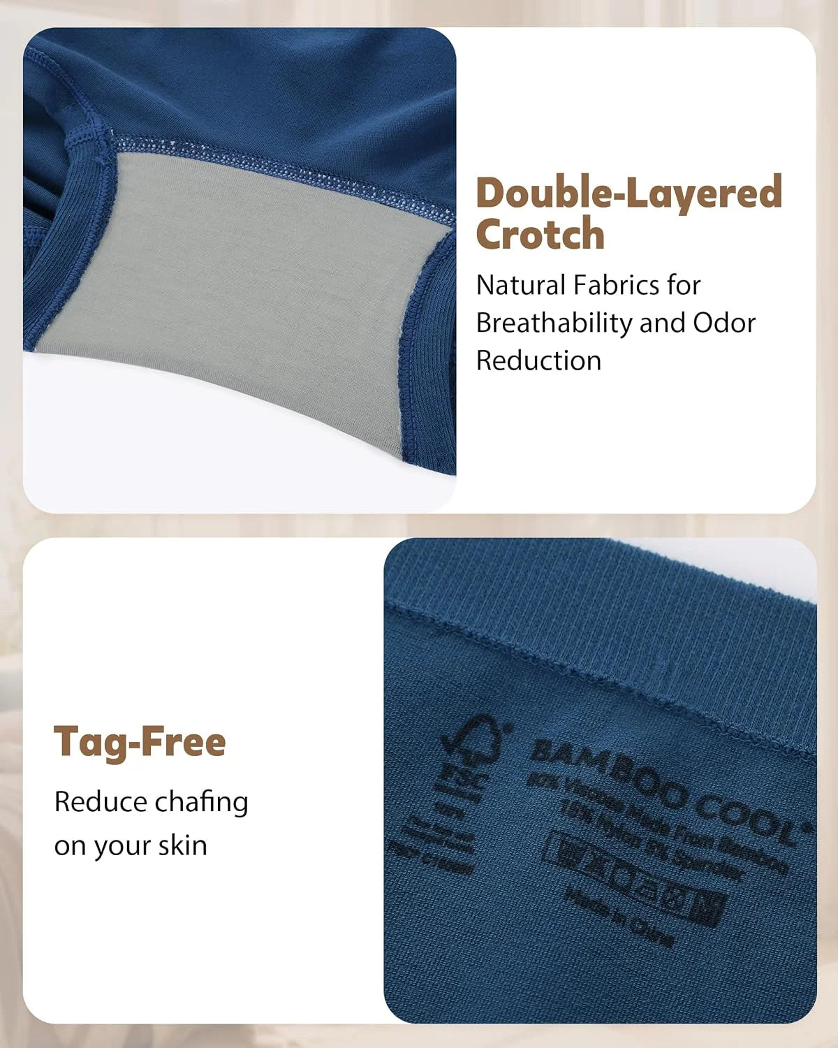 BAMBOO COOL Womens Boyshorts Underwear Mid Rise Boxer Briefs Panties