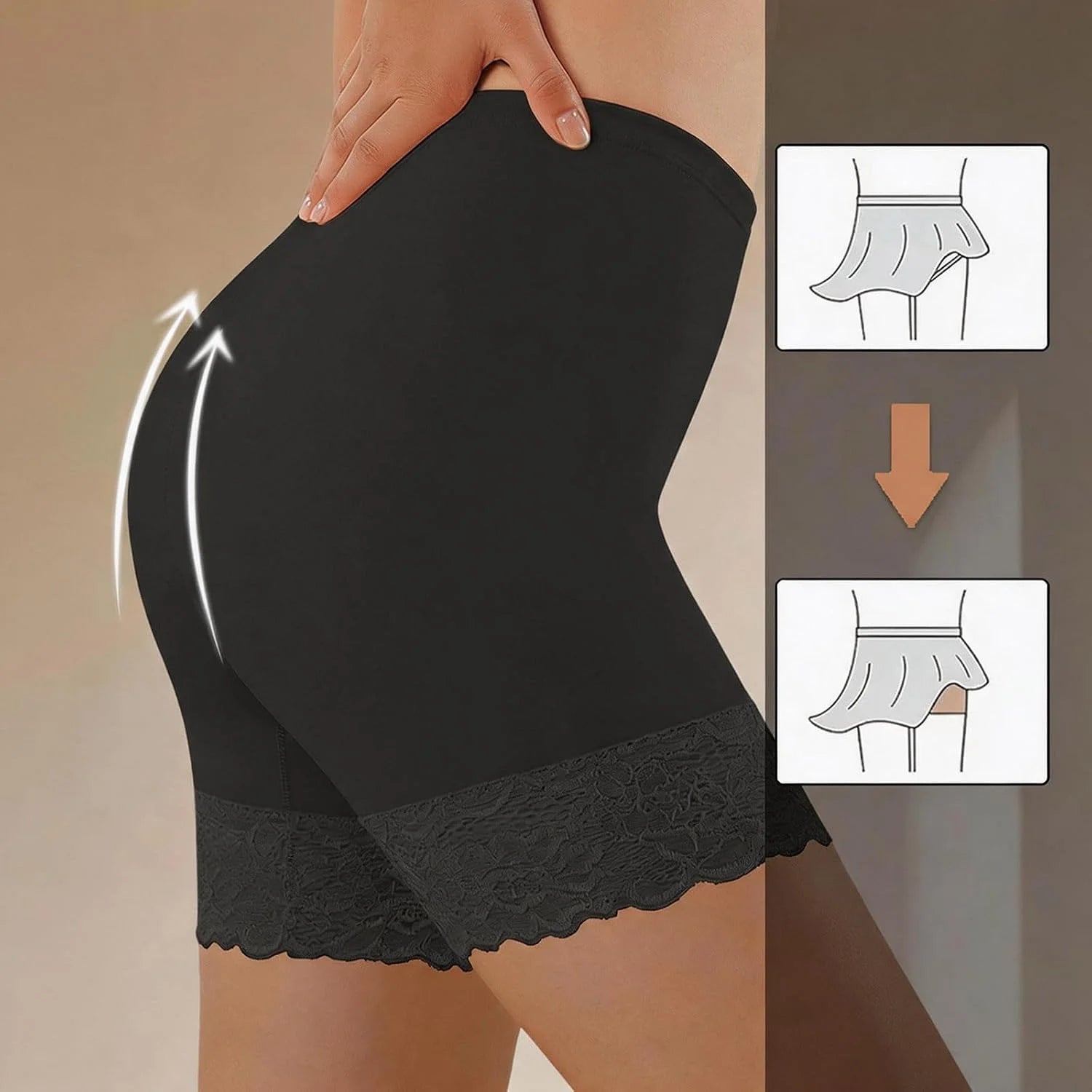 Women's Lace Patchwork Shapewear Shorts - Tummy Control High Waisted Body Shaper Slimming Underwear Boxer Briefs