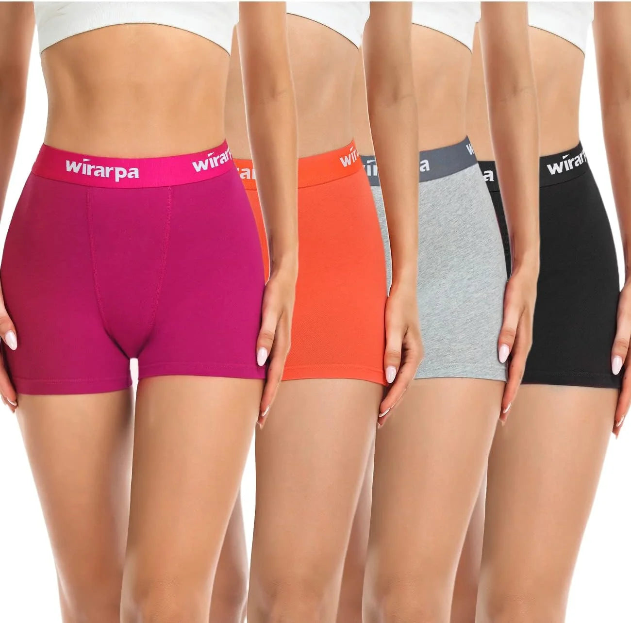 wirarpa Women's Cotton Boxer Briefs Underwear Boy Shorts 3" Inseam 4 Pack