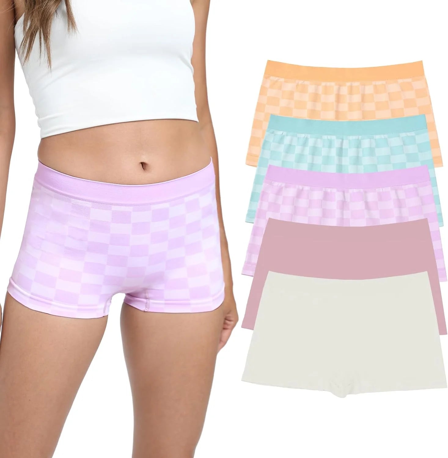 R RUXIA Women's Boyshorts Underwear Seamless Boy Shorts Panties Soft Stretch Boxer Briefs 5 Packs(Regular & Plus Size)