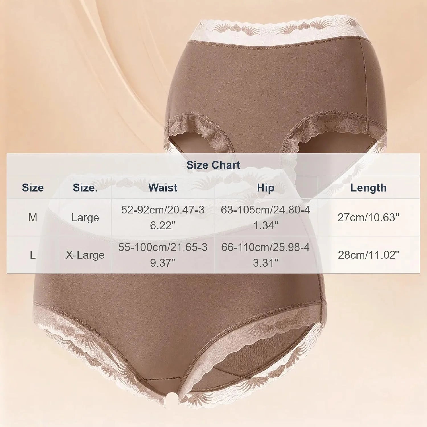 Womens Lace Trim Mid Waist Brief Underwear Comfortable Panties