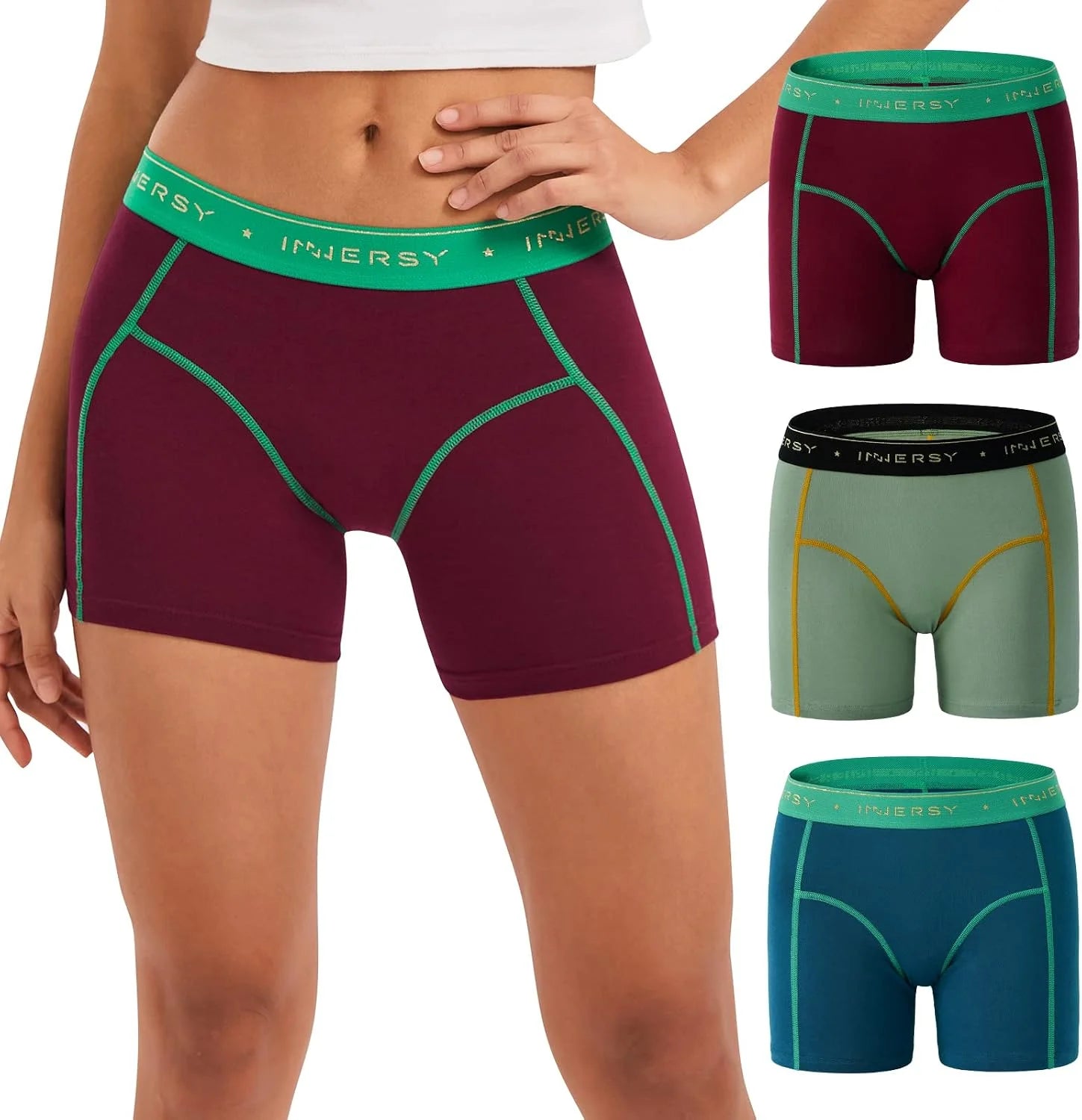 INNERSY Women's Cotton Boyshorts Underwear 3-Pack