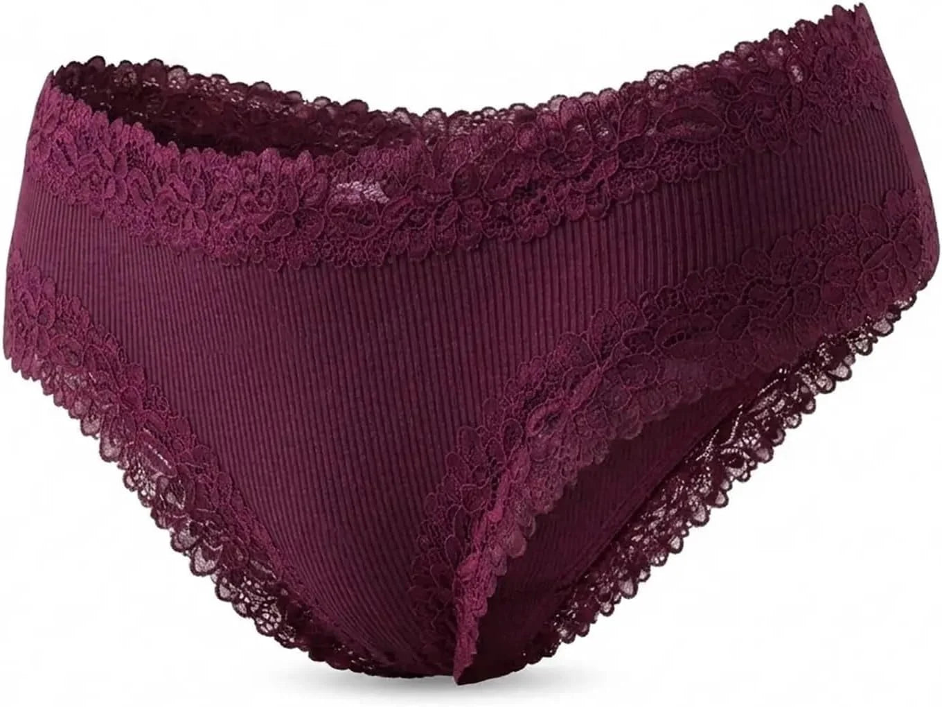 Lace Trim High Waisted Underwear for Women Sexy Ribbed Panties