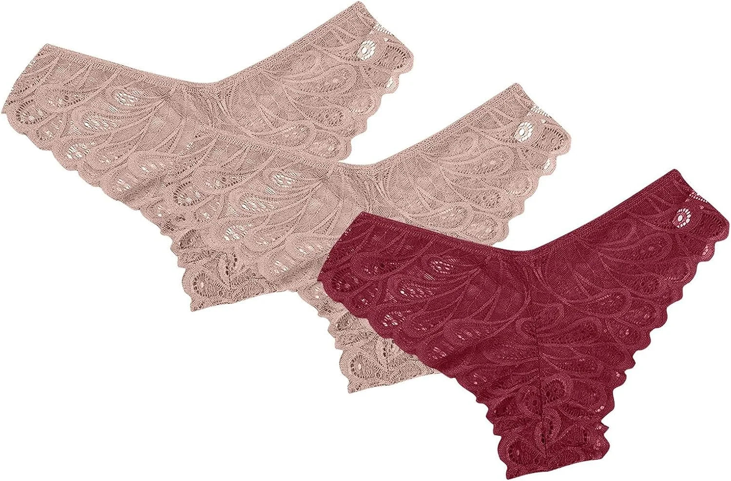 Women's 3-Pack Lace Thongs, Breathable T-Back Panties Comfort See Through G-String Underwear Briefs