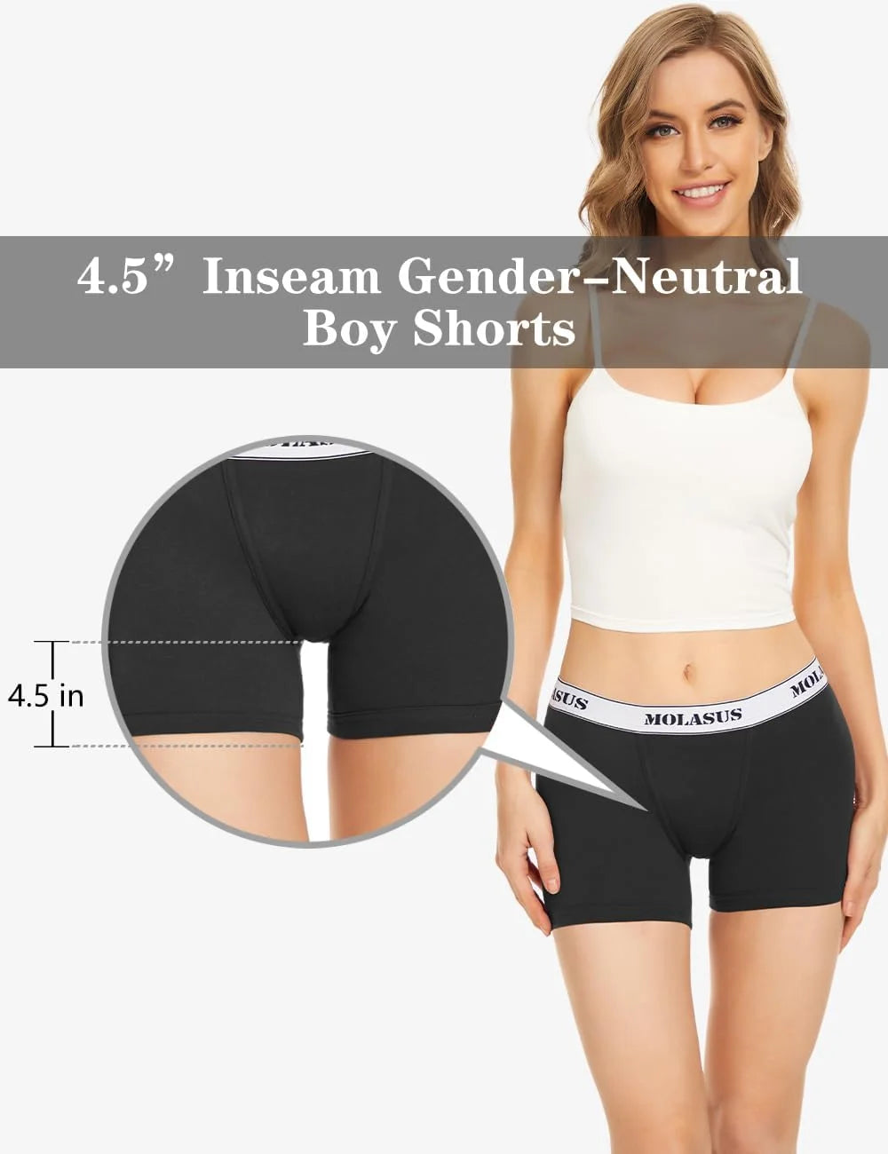 Molasus Womens Cotton Boxer Briefs Boy Shorts Underwear 4Pack