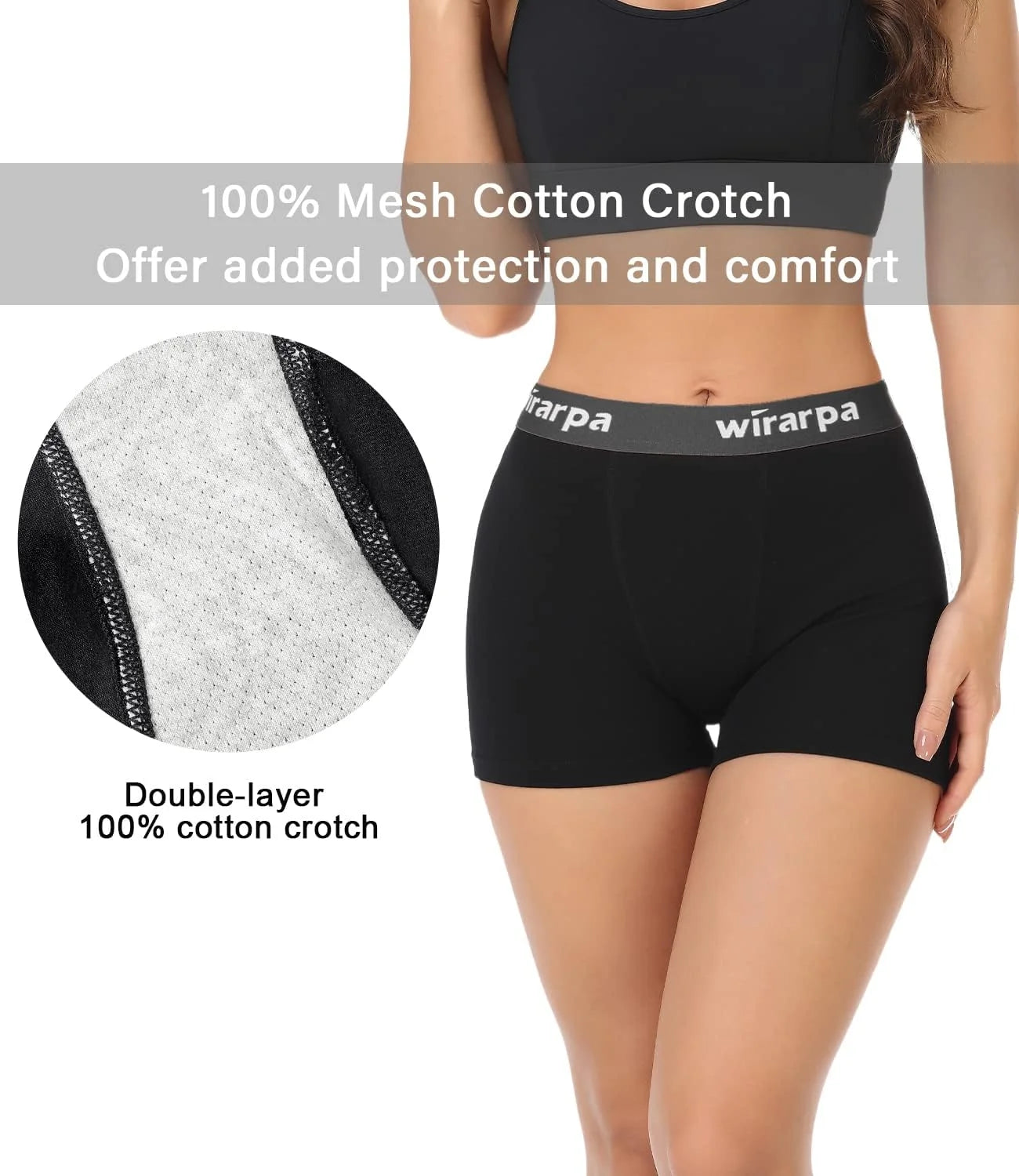 wirarpa Women's Cotton Boxer Briefs Underwear Boy Shorts 3" Inseam 4 Pack