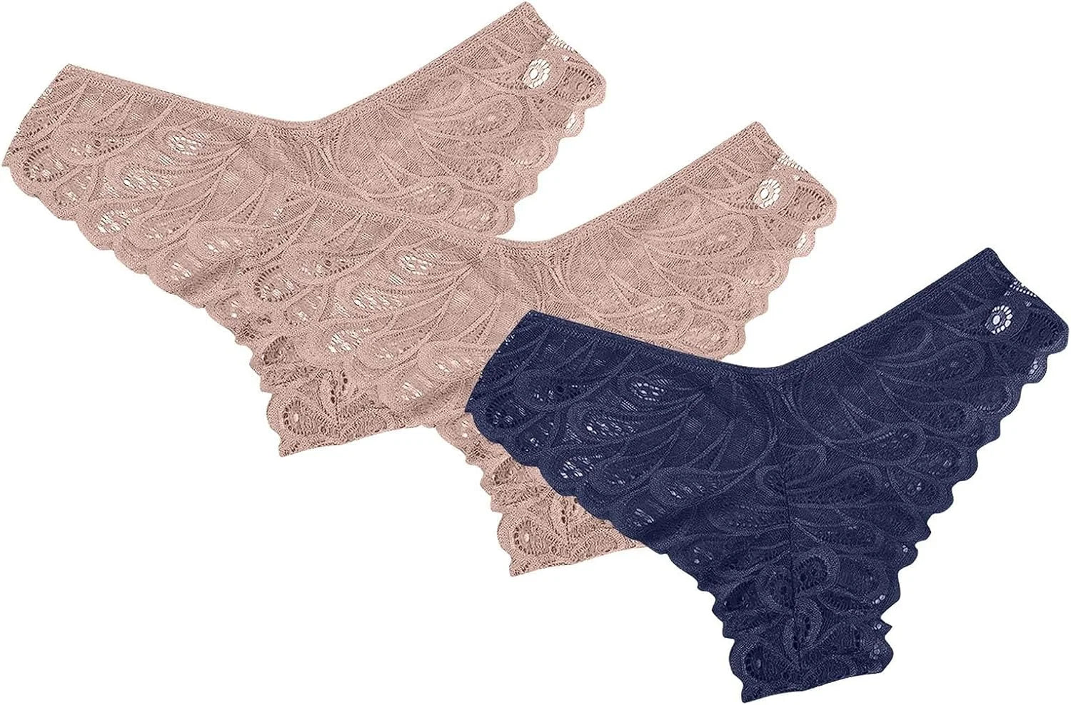 Women's 3-Pack Lace Thongs, Breathable T-Back Panties Comfort See Through G-String Underwear Briefs