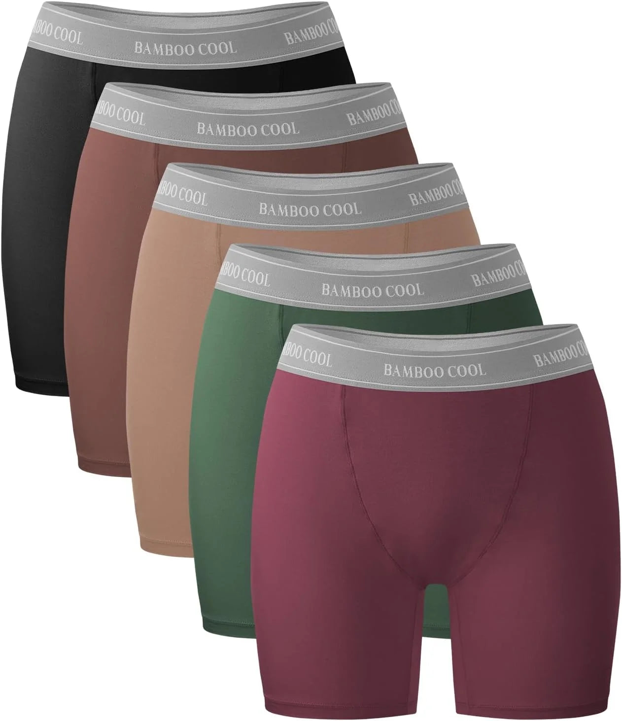 BAMBOO COOL Womens BoyShorts Underwear Full Coverage Ladies Panties High Waisted Boxer Briefs Breathable Stretch 5 Pack